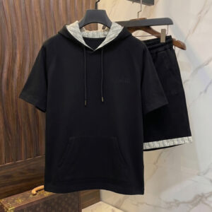 [M~3XL]디올 오블리크 안감 후드 반팔 반바지 세트 블랙