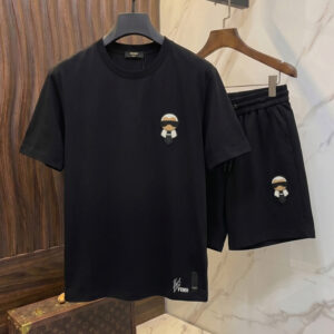 [M~3XL]펜디 칼리토 패치 반팔 반바지 세트 블랙
