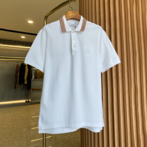 [S~2XL]버버리 스트라이프 포인트 카라 폴로 반팔 셔츠 화이트