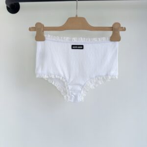 미우미우 레이스 트리밍 로고 쇼츠 팬츠
