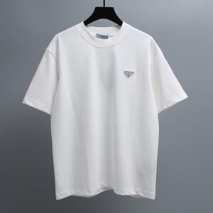[S~2XL]프라다 삼각로고 스티치 자수 티셔츠 화이트