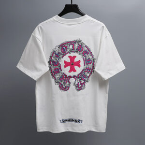 [S~2XL]크롬하츠 스크리블 홀스슈 자수 로고 티셔츠 화이트
