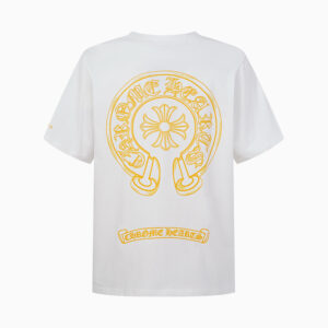 [S~XL] 크롬하츠 옐로우 홀스슈 로고 티셔츠 화이트