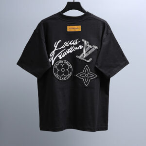 [S~2XL]루이비통 패치 디자인 라벨 티셔츠 블랙