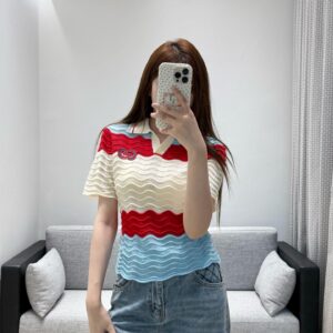 구찌 GG 자수 웨이브 니트 반팔 폴로