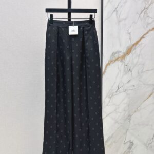 에르메스 체인 패턴 실크 와이드 스트레이트 팬츠