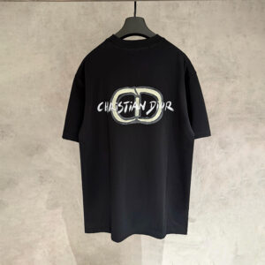 [S~2XL]디올 CD 핸드페인팅 로고 티셔츠 블랙