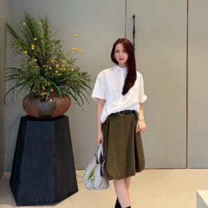 로에베 올리브 카고 포켓 벌룬 미니 스커트