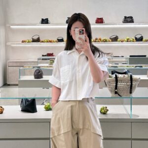 로에베 아나그램 포켓 자수 오버핏 반팔 셔츠