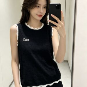 디올 오블리크 레이스 니트 슬리브리스 탑 나시