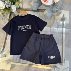 펜디 키즈 FENDI ROMA 로고 반팔 티셔츠 & 반바지 상하세트 네이비