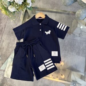 톰브라운 키즈 사선완장 폴로 반팔 반바지 상하세트 네이비