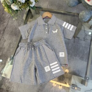 톰브라운 키즈 사선완장 폴로 반팔 반바지 상하세트 그레이