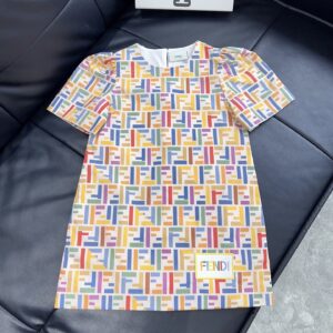 펜디 키즈 FF 모노그램 멀티컬러 반팔 원피스